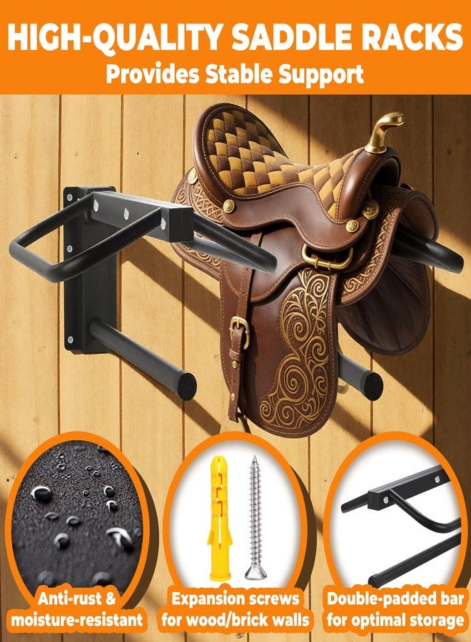 Sidasu 1 Pack Thickened Saddle Rack with Pad Bar,Wall Mounted Saddle Rack, Heavy Duty Saddle Stand Detachable for Western & English Style Saddles,Horse Tack Storage,Black - Image 3